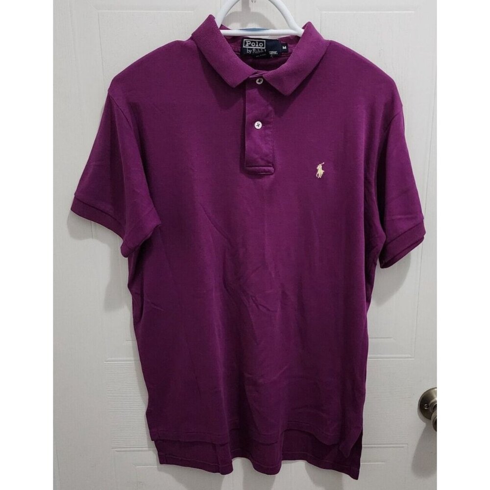 POLO Ralph Lauren Purple Short Sleeve Polo‎ Shirt Size M USA Made White Pony